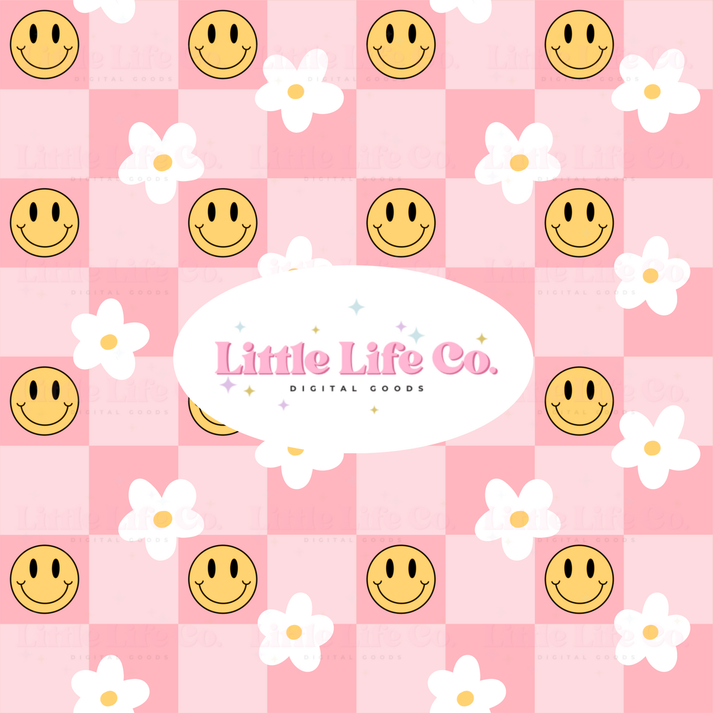 Groovy Girly Checkers - PNG Seamless Pattern