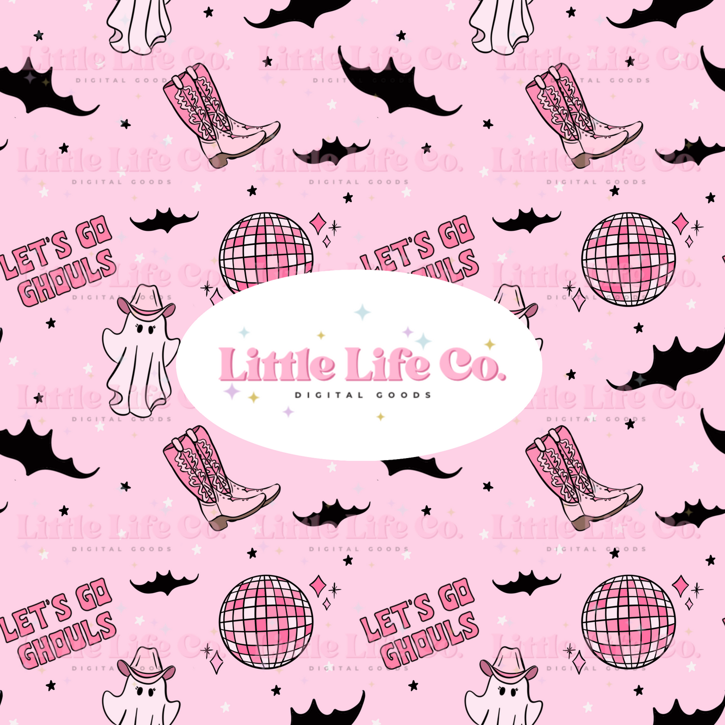 Let’s Go Ghouls (With Words) - PNG Seamless Pattern