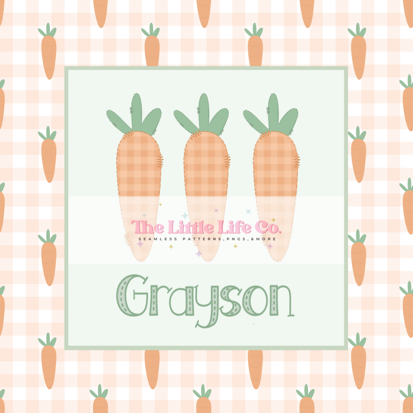 Easter Carrots Seamless & Faux Appliqué PNG Pack