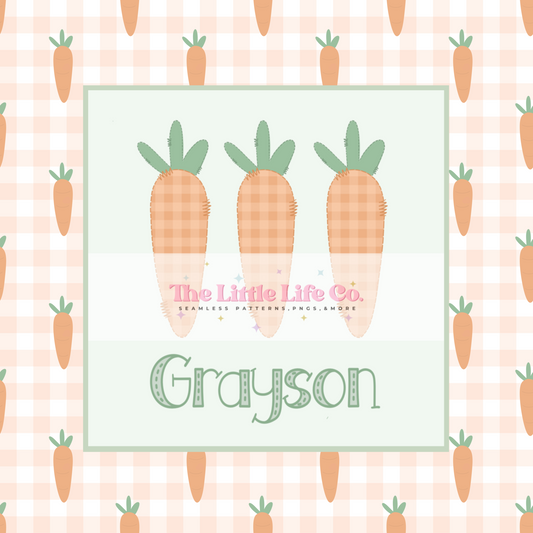 Easter Carrots Seamless & Faux Appliqué PNG Pack