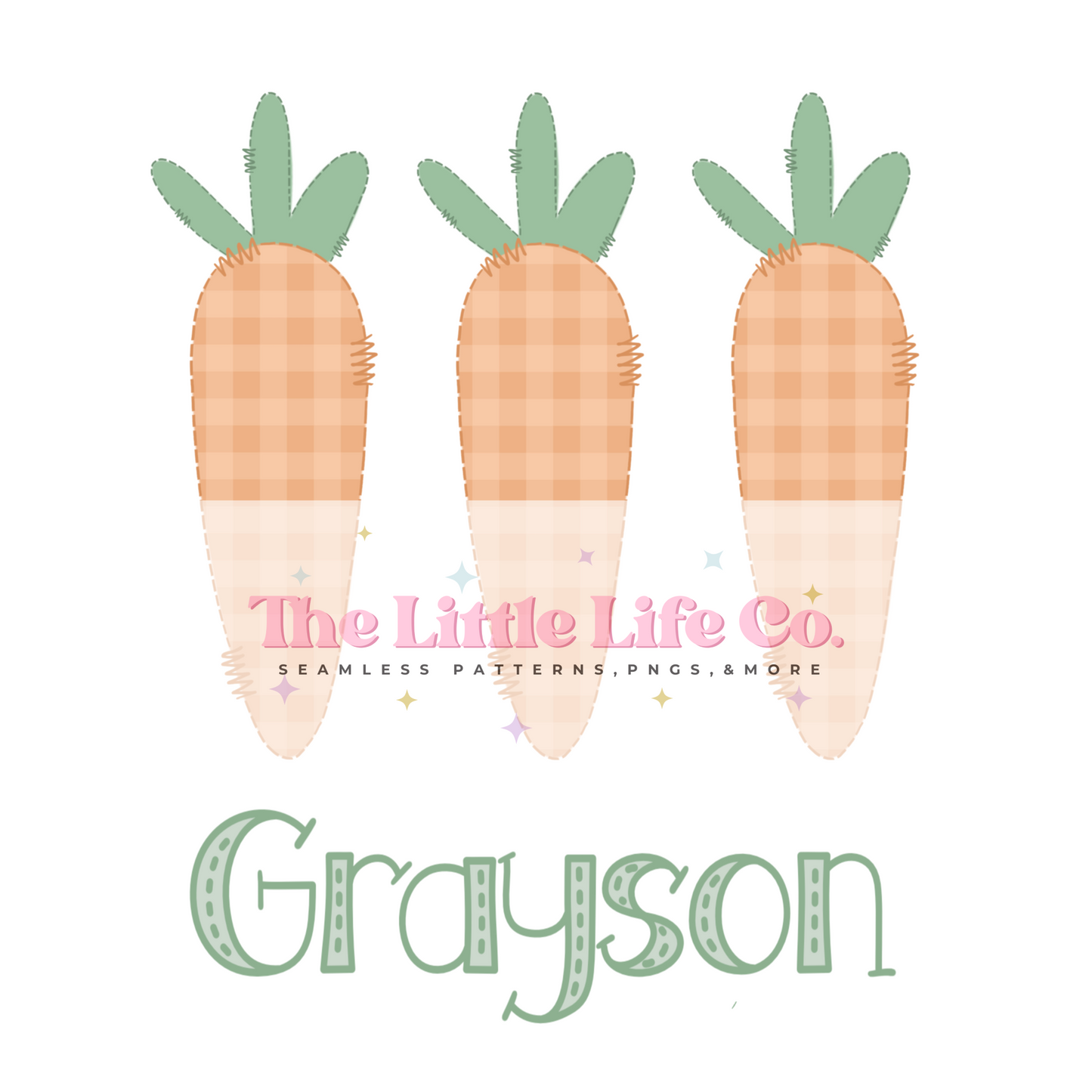 Easter Carrots Seamless & Faux Appliqué PNG Pack