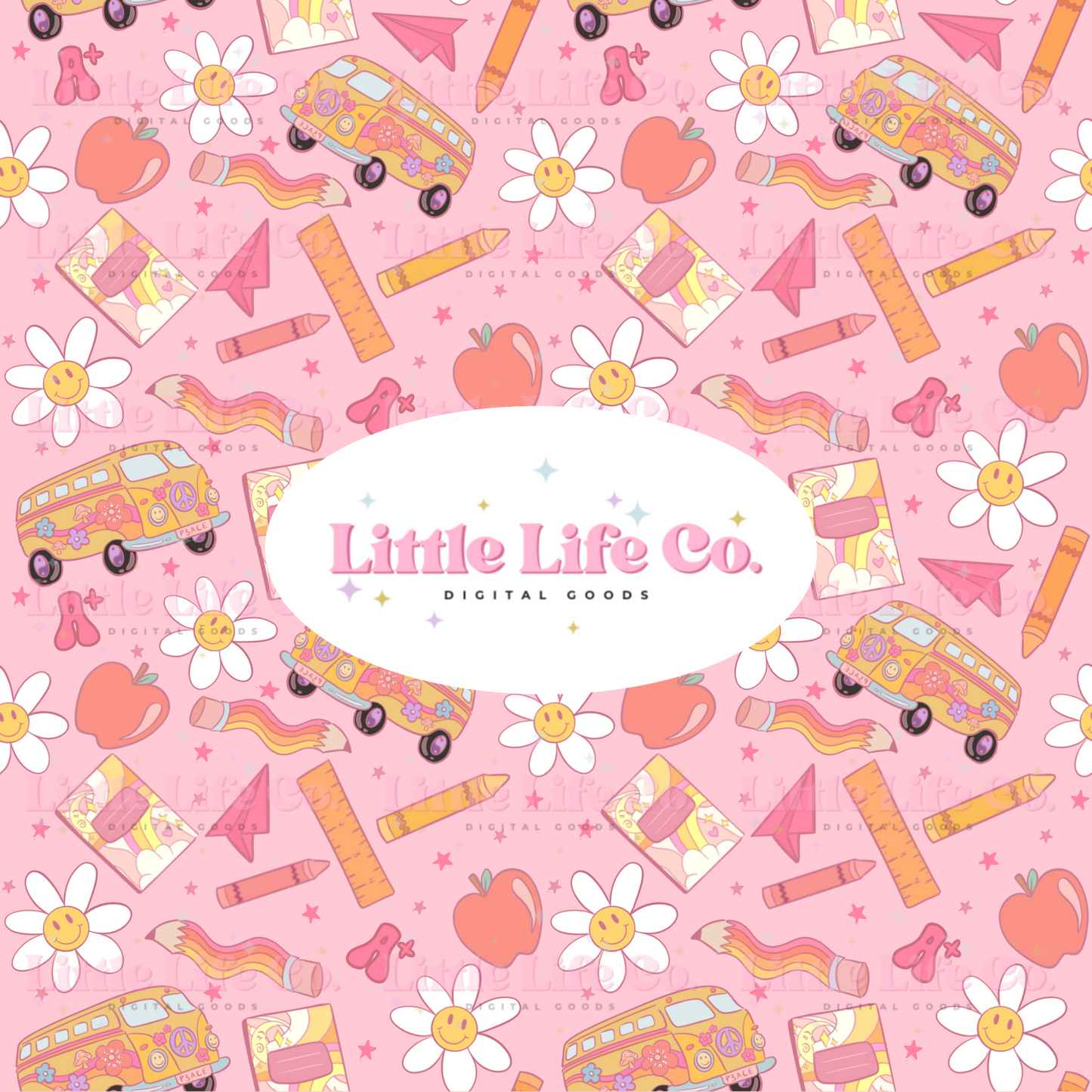 Groovy Back to School - PNG Seamless Pattern