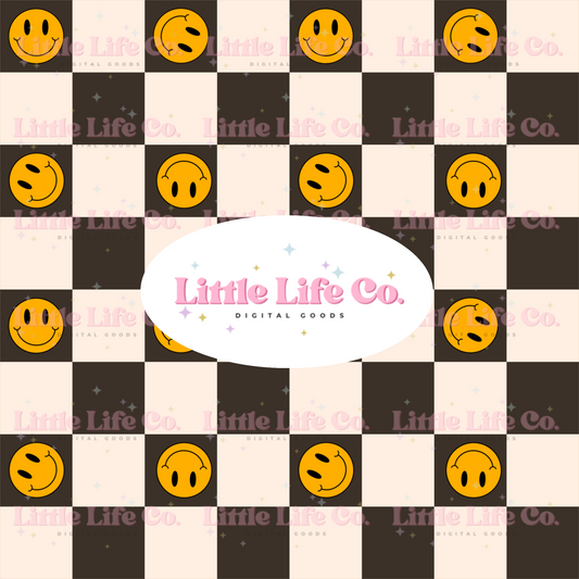 Checkers & Smileys - PNG Seamless Pattern