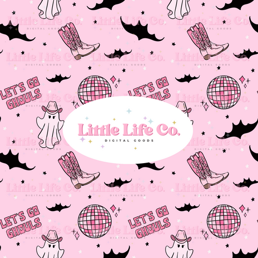 Let’s Go Ghouls (With Words) - PNG Seamless Pattern