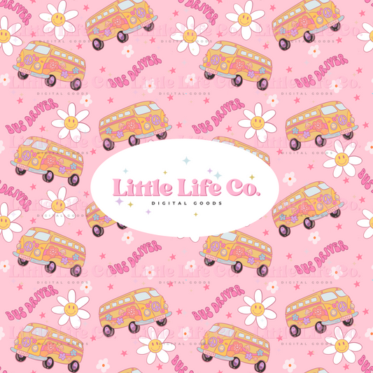 Groovy Bus Driver - PNG Seamless Pattern